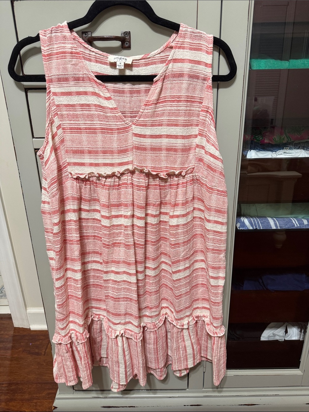 Umgee Pink & White Striped Sleeveless Tiered Tunic